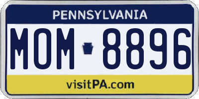 PA license plate MOM8896