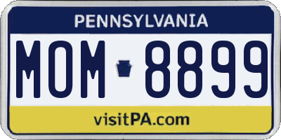 PA license plate MOM8899