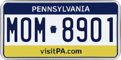 PA license plate MOM8901