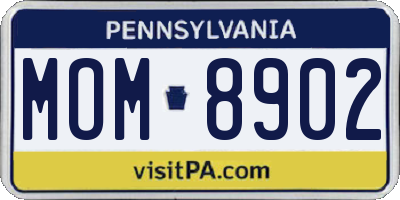 PA license plate MOM8902