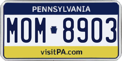 PA license plate MOM8903