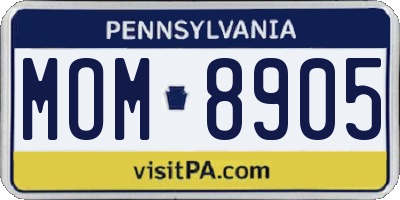 PA license plate MOM8905