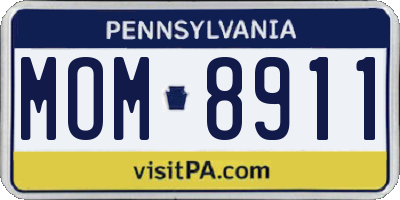 PA license plate MOM8911