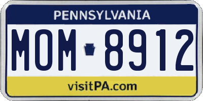 PA license plate MOM8912