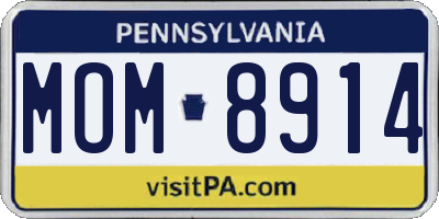 PA license plate MOM8914