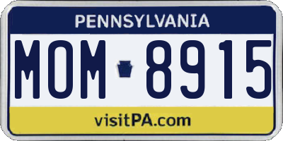 PA license plate MOM8915