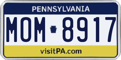 PA license plate MOM8917