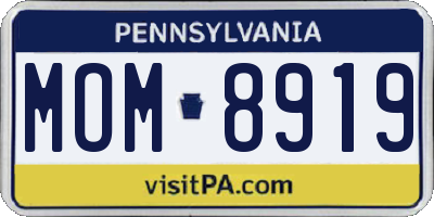 PA license plate MOM8919