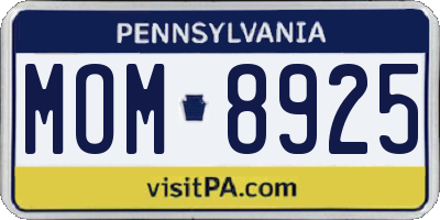 PA license plate MOM8925
