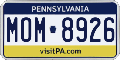 PA license plate MOM8926