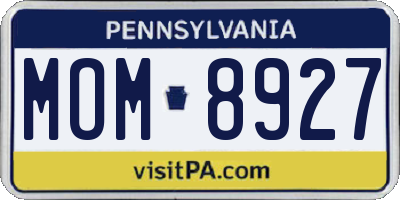 PA license plate MOM8927