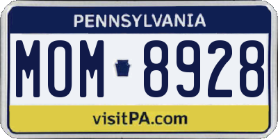 PA license plate MOM8928