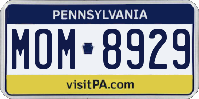 PA license plate MOM8929