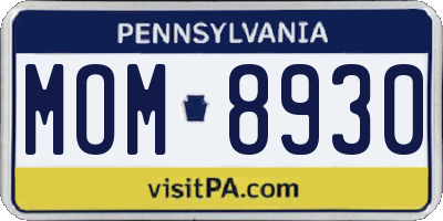 PA license plate MOM8930