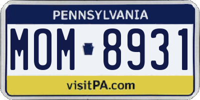 PA license plate MOM8931