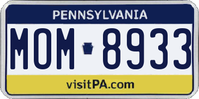PA license plate MOM8933