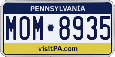 PA license plate MOM8935