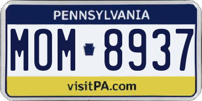 PA license plate MOM8937