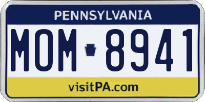 PA license plate MOM8941