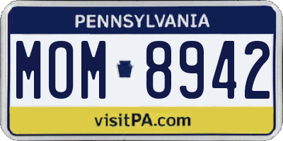 PA license plate MOM8942