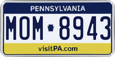 PA license plate MOM8943