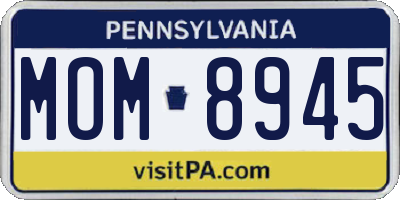 PA license plate MOM8945