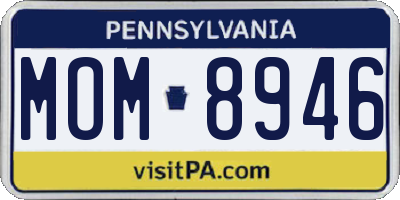 PA license plate MOM8946