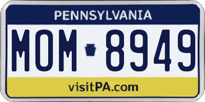 PA license plate MOM8949