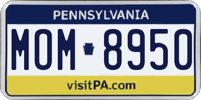 PA license plate MOM8950