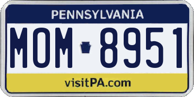PA license plate MOM8951