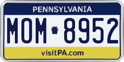 PA license plate MOM8952
