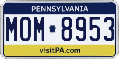 PA license plate MOM8953