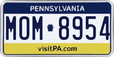PA license plate MOM8954