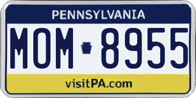 PA license plate MOM8955