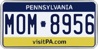 PA license plate MOM8956