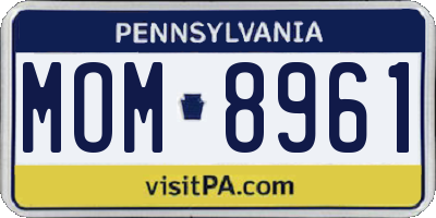 PA license plate MOM8961