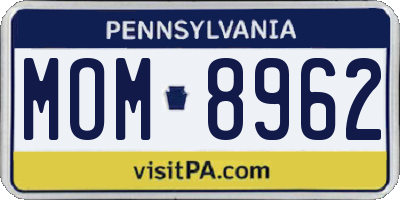 PA license plate MOM8962