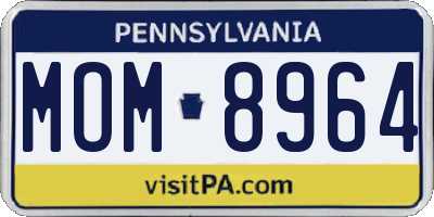 PA license plate MOM8964