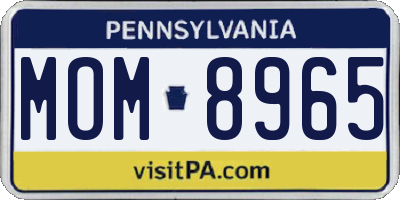 PA license plate MOM8965