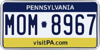 PA license plate MOM8967