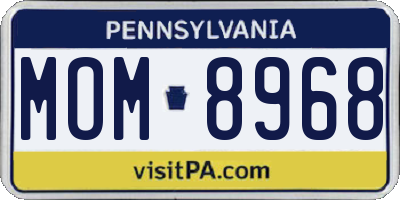 PA license plate MOM8968