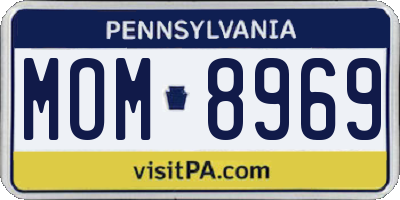 PA license plate MOM8969