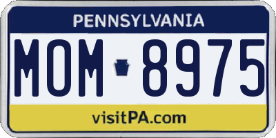 PA license plate MOM8975