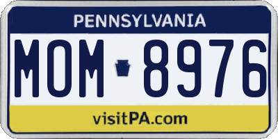 PA license plate MOM8976