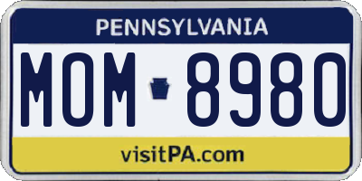 PA license plate MOM8980