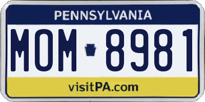 PA license plate MOM8981