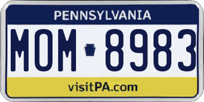 PA license plate MOM8983