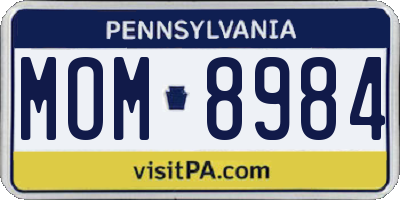 PA license plate MOM8984