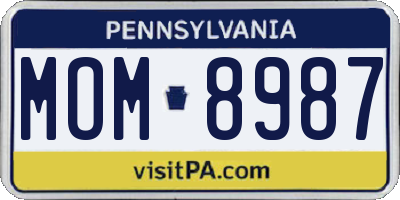 PA license plate MOM8987
