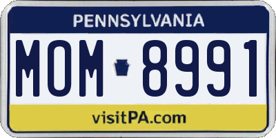 PA license plate MOM8991